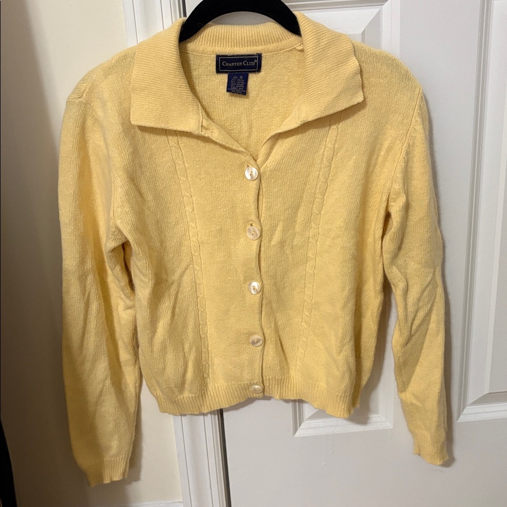 Charter Club Vintage Cardigan in Soft Yellow